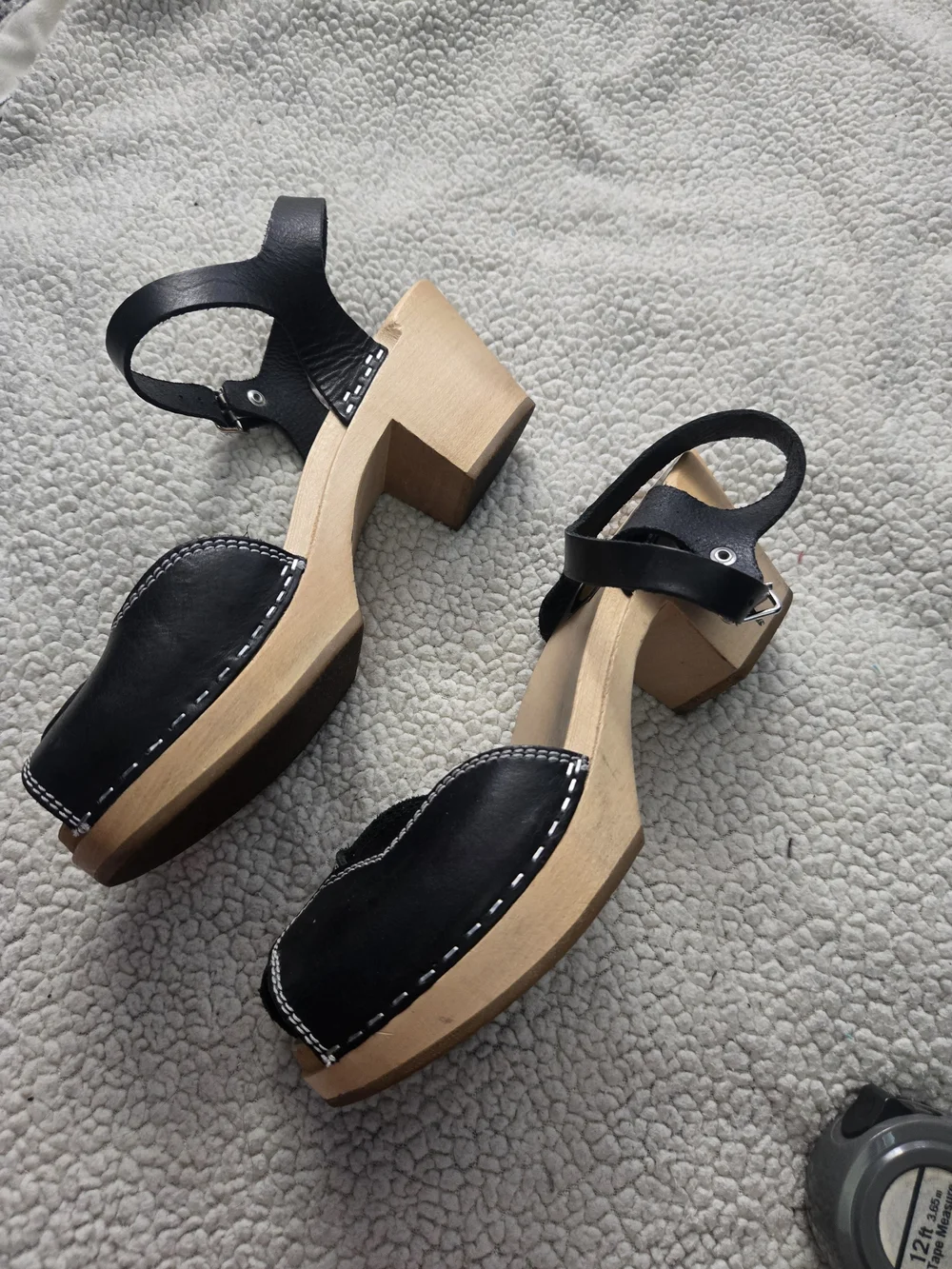 Swedish HASBEENS discontinued Htf Heart Mid Heel 39 Black Leather 8.5 9 - Picture 4 of 8
